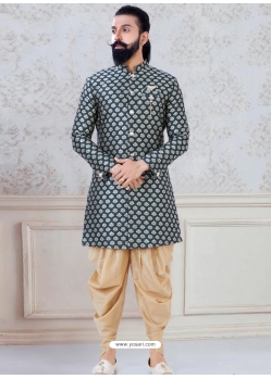 Dark Green Exclusive Readymade Indo-Western Style Kurta Pajama