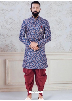 Dark Blue Exclusive Readymade Indo-Western Style Kurta Pajama