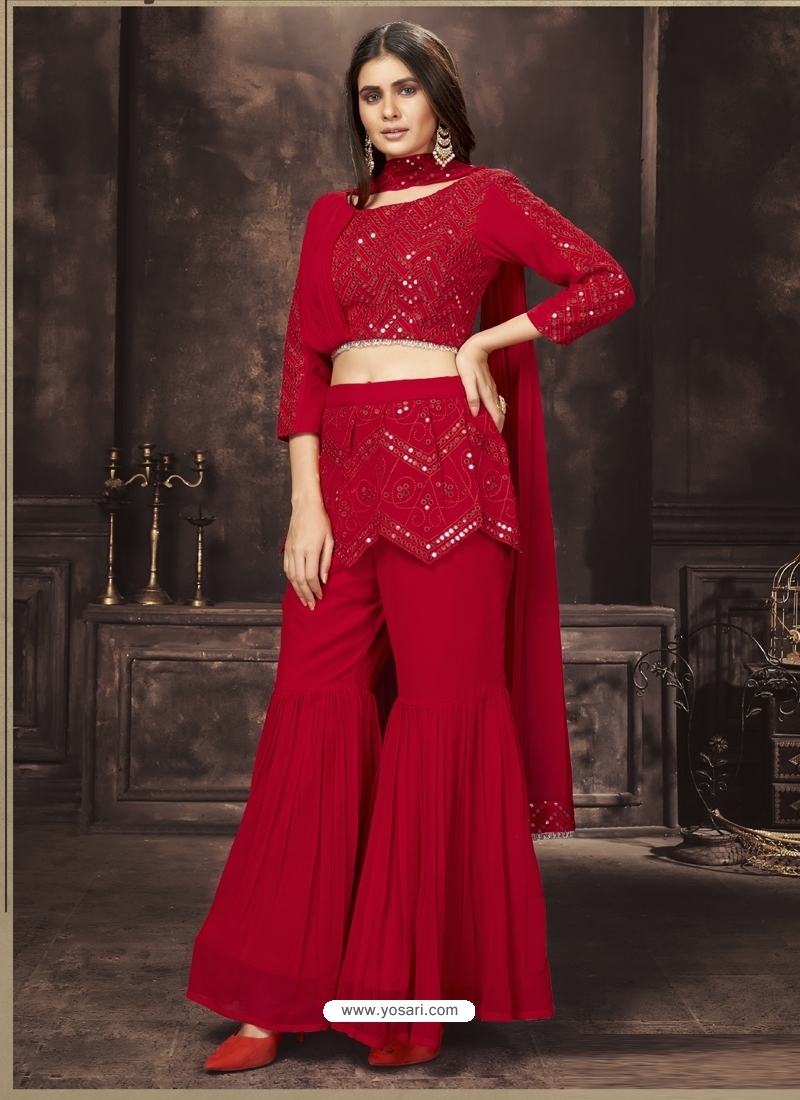 Anarkali Suits for Wedding Readymade in Red Colour
