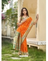 Orange Designer Wedding Wear Banarasi Silk Sari