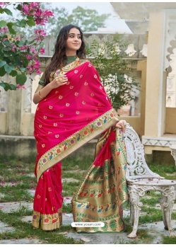 Rani Designer Wedding Wear Banarasi Silk Sari