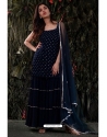 Navy Blue Designer Wedding Georgette Palazzo Suit