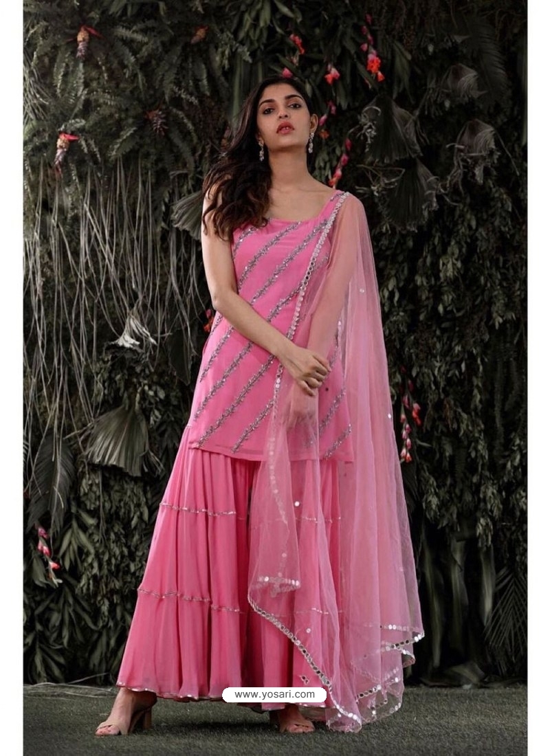 Buy Pink Designer Wedding Georgette Palazzo Suit | Palazzo Salwar ...