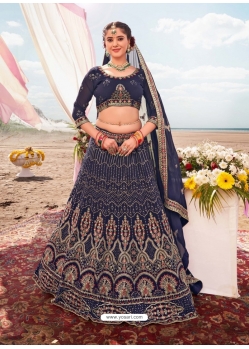 Navy Blue Designer Wedding Wear Lehenga Choli