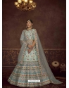 Aqua Grey Designer Wedding Wear Lehenga Choli