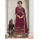 Deep Wine Designer Wedding Faux Georgette Palazzo Suit