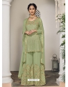 Olive Green Designer Wedding Faux Georgette Palazzo Suit