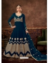 Teal Blue Designer Wedding Wear Real Georgette Anarkali Suit