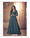 Teal Blue Readymade Designer Wedding Wear Real Georgette Anarkali Suit