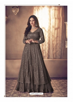 Taupe Readymade Designer Wedding Wear Real Georgette Anarkali Suit