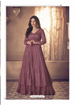 Old Rose Readymade Designer Wedding Wear Real Georgette Anarkali Suit