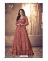 Rust Readymade Designer Wedding Wear Real Georgette Anarkali Suit