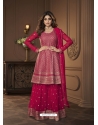 Rose Red Readymade Designer Wedding Wear Real Georgette Palazzo Salwar Suit