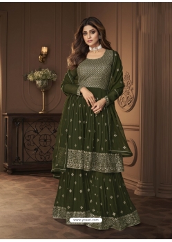 Mehendi Readymade Designer Wedding Wear Real Georgette Palazzo Salwar Suit