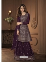 Purple Readymade Designer Wedding Wear Real Georgette Palazzo Salwar Suit