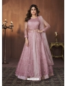 Dusty Pink Readymade Designer Wedding Wear Butterfly Net Anarkali Suit