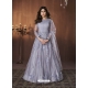 Light Grey Readymade Designer Wedding Wear Butterfly Net Anarkali Suit