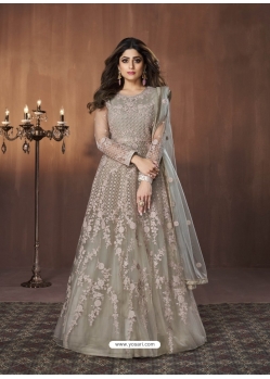 Gold Readymade Designer Wedding Wear Butterfly Net Anarkali Suit
