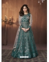Teal Readymade Designer Wedding Wear Butterfly Net Anarkali Suit