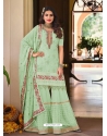 Sea Green Designer Wedding Faux Georgette Palazzo Suit