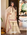 Off White Designer Wedding Faux Georgette Palazzo Suit