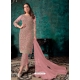 Baby Pink Designer Party Wear Heavy Net Straight Salwar Suit