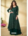 Dark Green Readymade Designer Wedding Wear Real Georgette Palazzo Salwar Suit