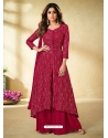Rose Red Readymade Designer Wedding Wear Real Georgette Palazzo Salwar Suit