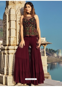 Maroon Readymade Designer Wedding Wear Silk Salwar Suit