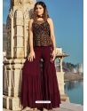 Maroon Readymade Designer Wedding Wear Silk Salwar Suit