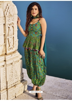 Green Readymade Designer Wedding Wear Silk Salwar Suit
