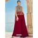 Wine Readymade Designer Wedding Wear Silk Salwar Suit