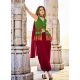 Parrot Green Readymade Designer Wedding Wear Silk Salwar Suit