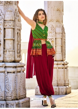 Parrot Green Readymade Designer Wedding Wear Silk Salwar Suit