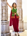 Parrot Green Readymade Designer Wedding Wear Silk Salwar Suit