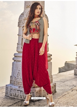 Rose Red Readymade Designer Wedding Wear Silk Salwar Suit