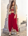 Rose Red Readymade Designer Wedding Wear Silk Salwar Suit