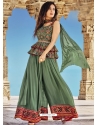 Grayish Green Readymade Designer Wedding Wear Silk Salwar Suit