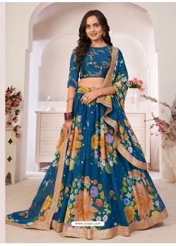 Teal Blue Designer Wedding Wear Lehenga Choli