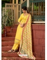 Light Yellow Designer Party Wear Pure Jam Cotton Straight Salwar Suit