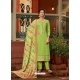 Green Designer Party Wear Pure Jam Cotton Straight Salwar Suit