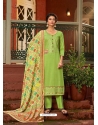 Green Designer Party Wear Pure Jam Cotton Straight Salwar Suit