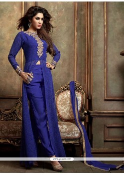 Talismanic Blue Resham Work Georgette Salwar Suit