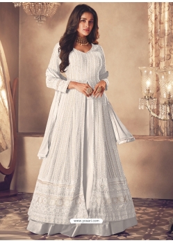White Designer Wedding Wear Heavy Faux Georgette Anarkali Suit