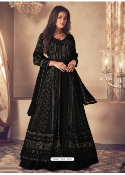 Black Designer Wedding Wear Heavy Faux Georgette Anarkali Suit