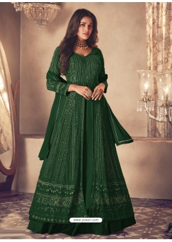 Dark Green Designer Wedding Wear Heavy Faux Georgette Anarkali Suit