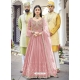 Dusty Pink Designer Wedding Wear Heavy Faux Georgette Anarkali Suit