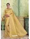 Cream Designer Wedding Wear Banarasi Silk Sari