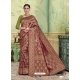 Maroon Designer Wedding Wear Banarasi Silk Sari