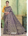 Violet Designer Wedding Wear Banarasi Silk Sari